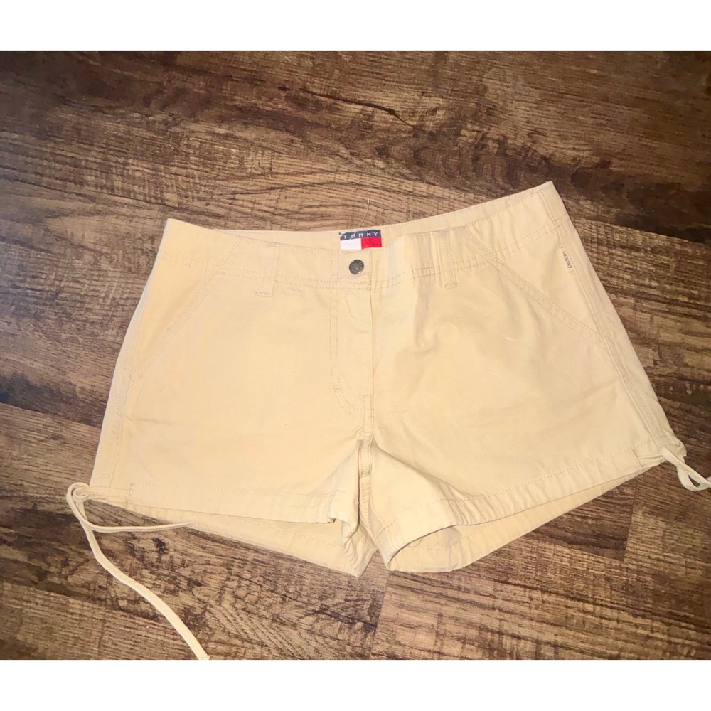 Tommy Jeans Khaki Chino Shorts Tan Drawstring Hem Utility Preppy Size 3